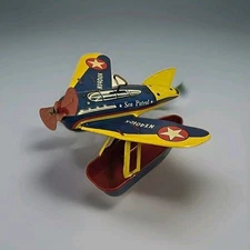 Vintage Ohio Art Tin Litho Nx4010k Sea Patrol Wind Up Airplane