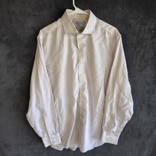 Charles Tyrwhitt Dress Shirt Men 17-35 Slim White Red Stripe Button Up