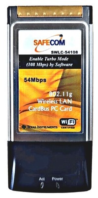 SAFECOM PCMCIA WIRELESS LAN KARTE 54MBps für Windows, Mac & Linux [SWLC-54108]