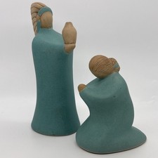 Vtg Modernist Navajo Native Jack Black Nativity Pcs Mary & Wise Man Turquoise