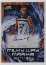 2023-24 Topps Cosmic Chrome Orange Galactic Refractor /25 Rudy Gobert Auto 8d2