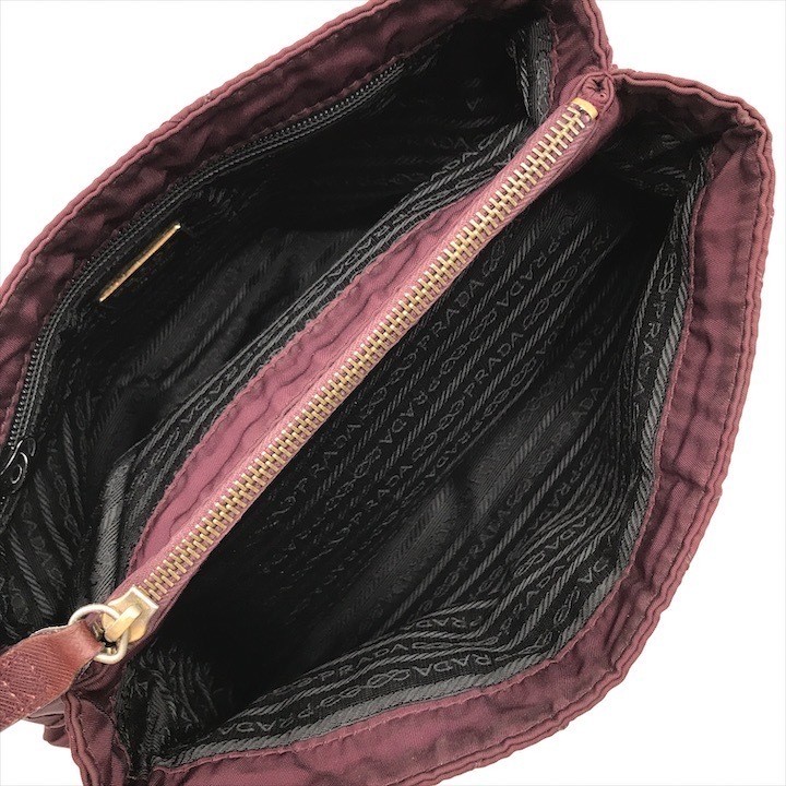 Good Condition PRADA Triangle Logo Tessuto Nylon Chain Shoulder Bag Bordeaux Bra thumbnail 7