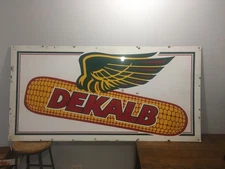 Large Vintage Metal Dekalb Seed Ear Of Corn Sign 6ft X 3ft