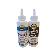 Aleene's Leather & Suede Glue 4oz + Jewel-It Embellishing Glue 4oz Fabric Craft