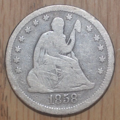 United States 25c 1858 Seated Liberty Quarter