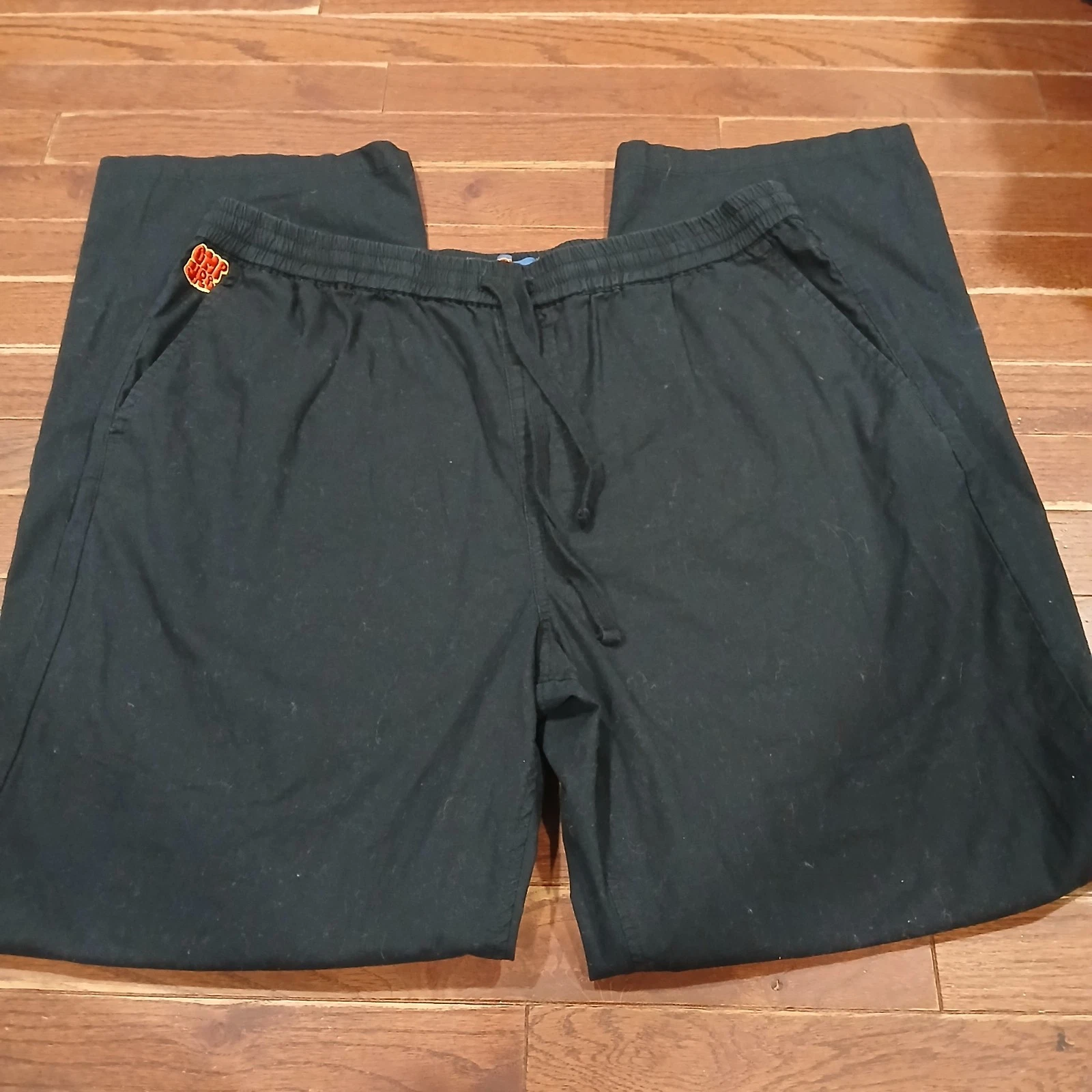 Empyre Skate Pants Mens Large Black Loose Fit Drawstring Bungee Cinch Cotton