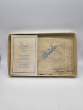 Vintage Bride Wedding Handkerchief Something Blue Lace Hanky Gift Set New In Box