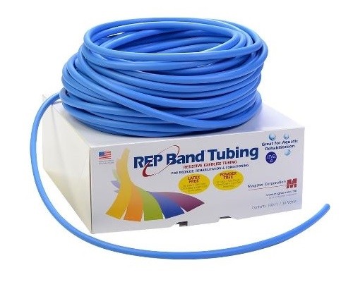 REP Band Exercise Resistance Tubing - Latex Free - 100' - Blue - Level 4