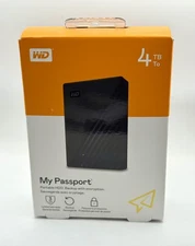NEW Seal  WD 4tb My Passport Portable HDD External Hard Drive (WDBKJ0040BBK-WEWM