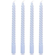 4 PCS BabyBlue Spiral Taper Candles 10 Inch Candlesticks Dripless Smokeless