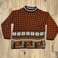 VINTAGE Croquet Club Sweater Womens M Fair Isle 90s 80s USA Granny Ugly XMAS