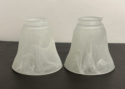 Pair Of 4.75  x 4.75  Bell Frosted glass light shades with 2 1/8  Fitter