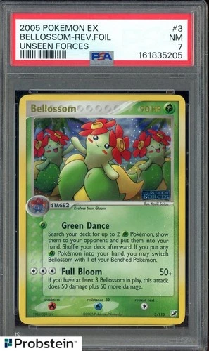 2005 Pokemon EX Unseen Forces #3 Bellossom Reverse Foil PSA 7 NM