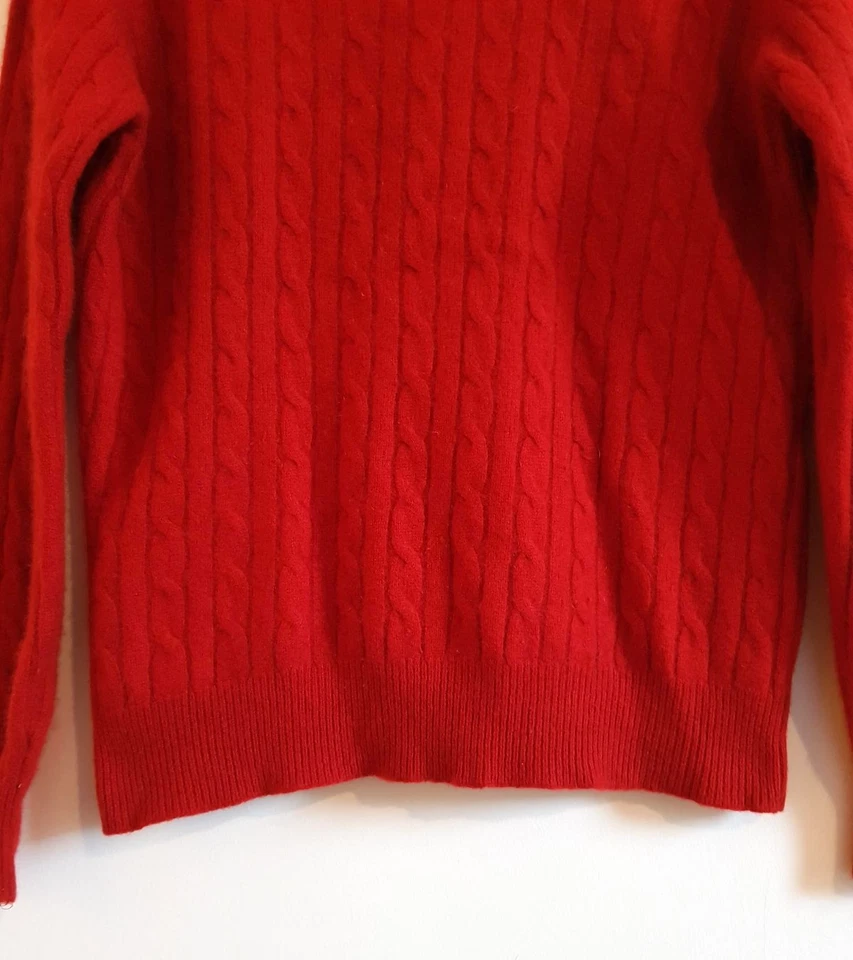 Men's Barbour x Norton & Sons Cashmere Red & Grey Cable Knit Sweater Small - Image 4 of 4