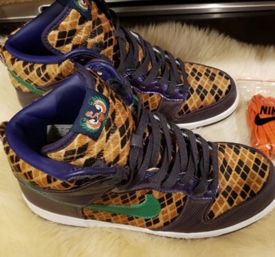 Nike Dunk Premium High Top Samurai Pack Giraffe Print Brown Purple Green