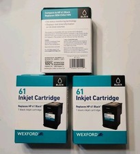 3 Boxes New Wexford Black Ink Cartridges HP 61