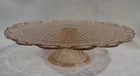 Vintage Peach Pink Depression Glass Jeanette Laurel Leaf Pedestal Cake Stand 12"