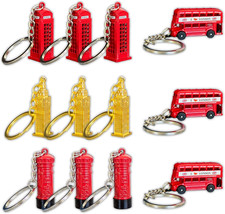 London Souvenir Keyrings - Set of 12 Miniature 3D Metal Charms - Big Ben,