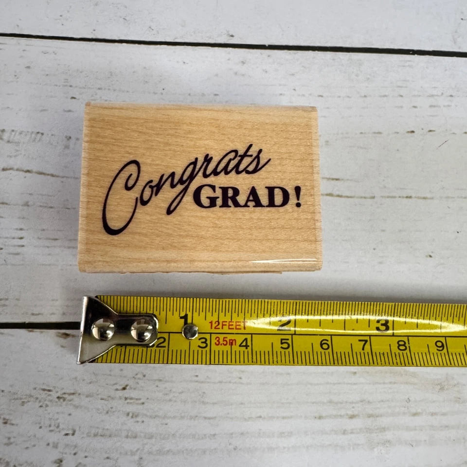 Tarjetas artesanías de graduación de sello de goma montado en madera Inkadinkado Congrats Grad Foto 4 de 4