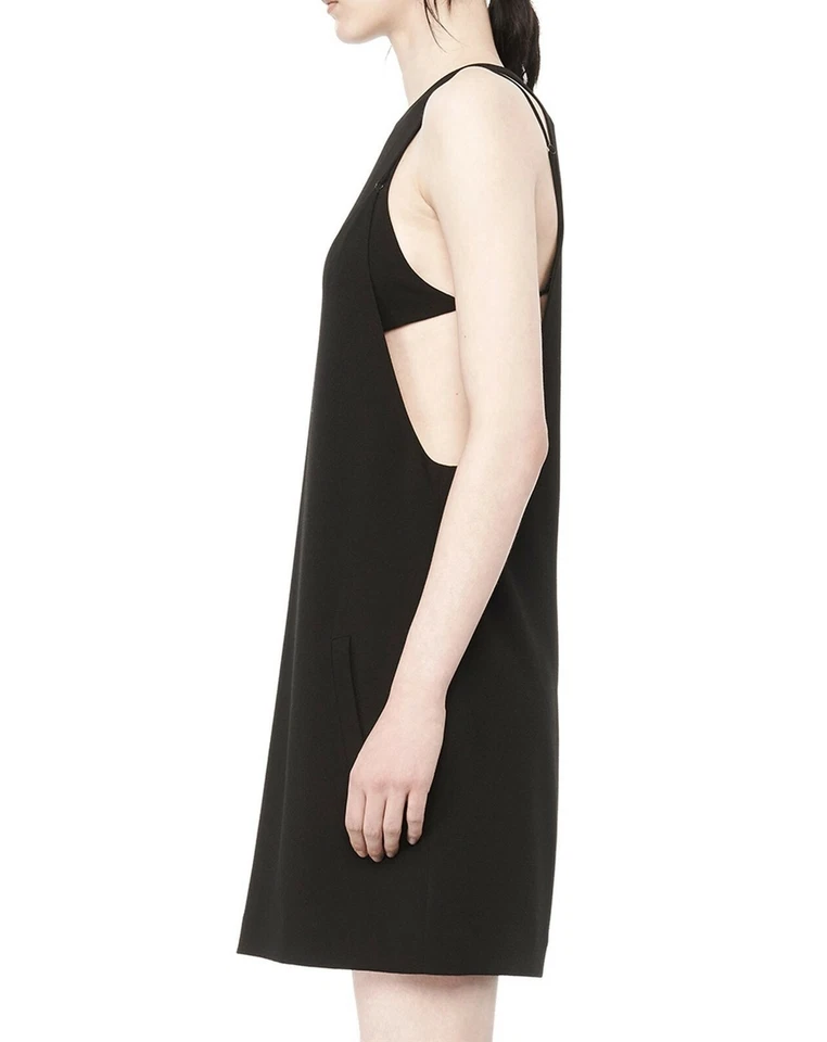 ALEXANDER WANG 134079 黑色 'Poly Crepe' 胸罩背带吊带吊带连身裤,尺寸 0 — 第 3/4 张图片