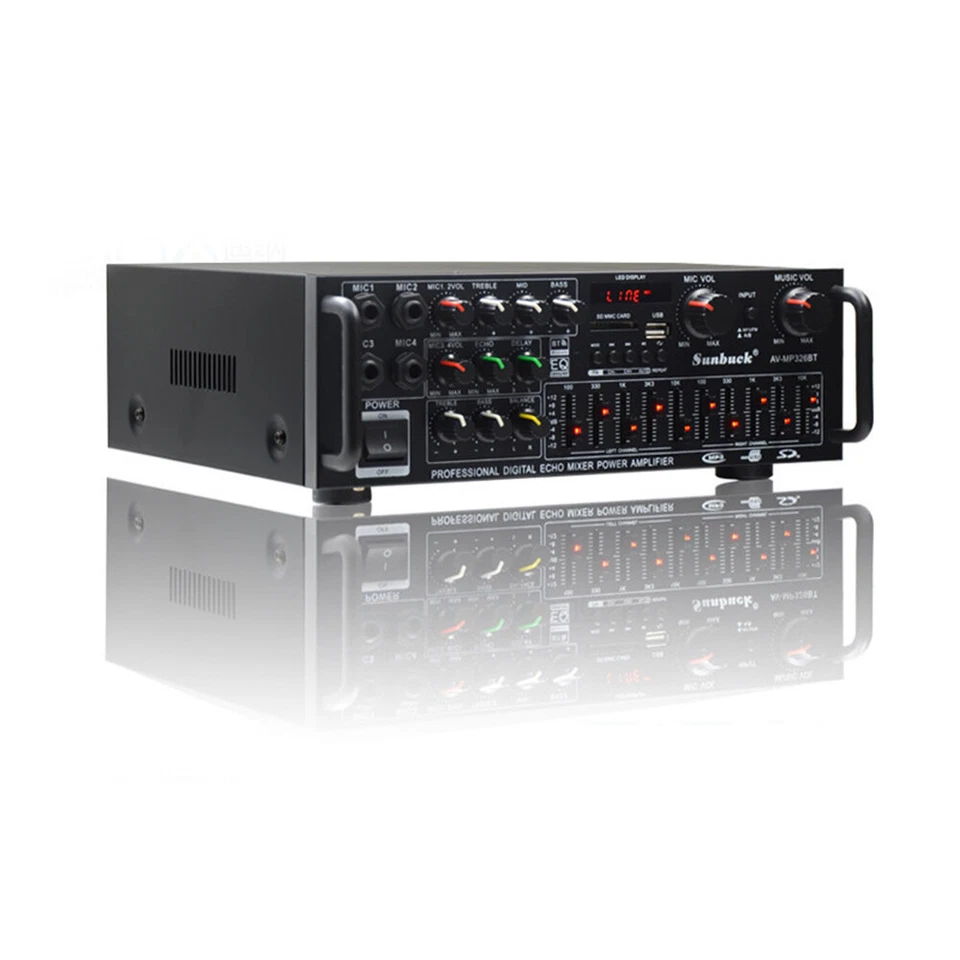 2000W Digital Power Amplifier Bluetooth Stereo HiFi Audio 2CH USB SD FM Remote - Image 4 of 4