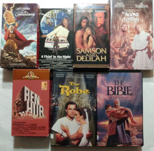 7 VHS Bible Religious Epic 10 Commandments Thief in Night Robe Agony & Ecstasy