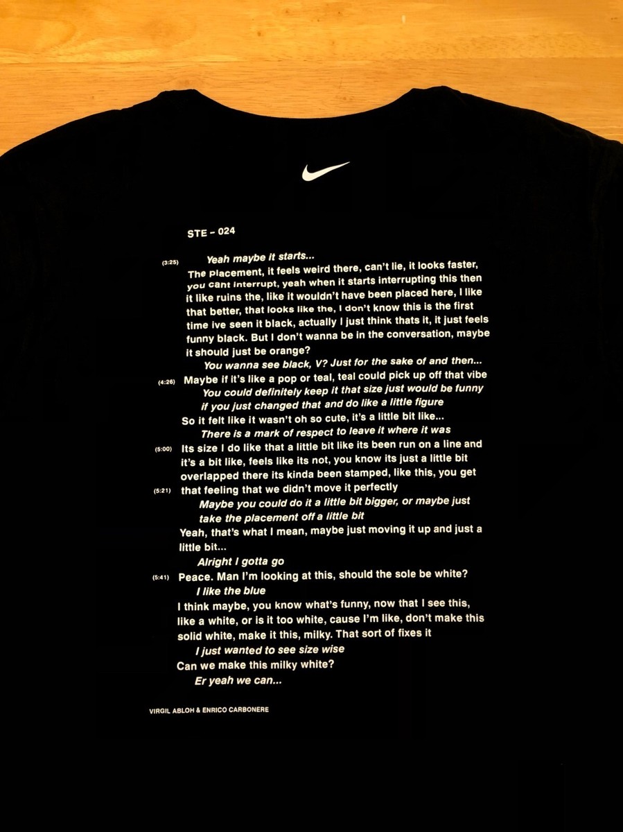 Nike x Off-White Campus Black Long Sleeve T-Shirt Size M-XL