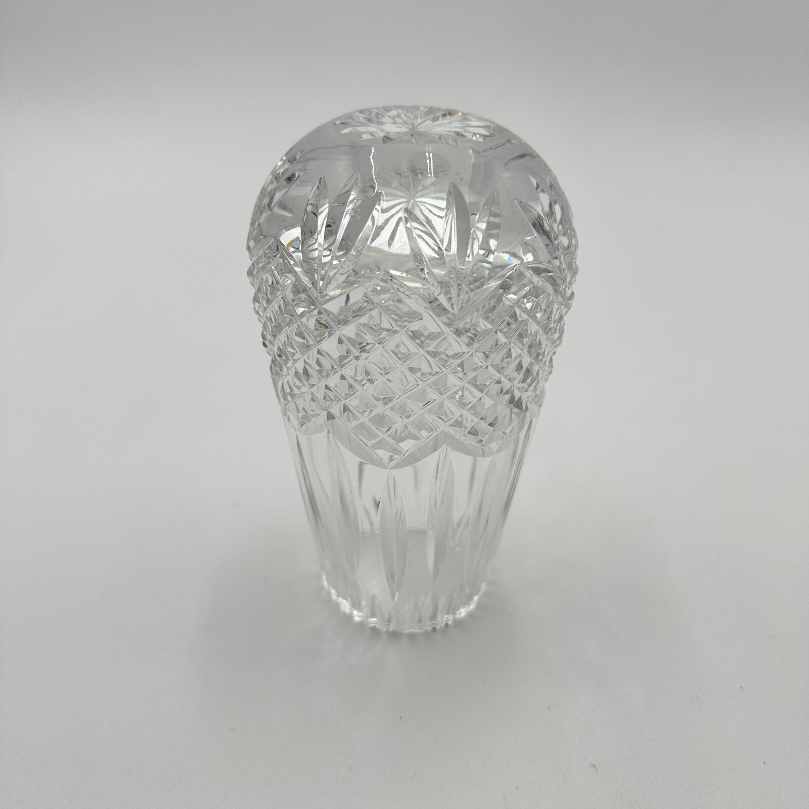 Vtg Tipperary Lead Crystal Vase Vertical Cuts Top Faceted Diamonds ~ 7" Ireland