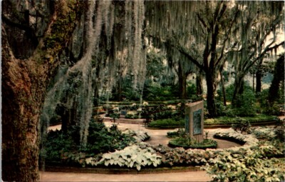 Postcard Monolith Plaque Tell History Bellingrath Gardens Mobile Alabama AL N436