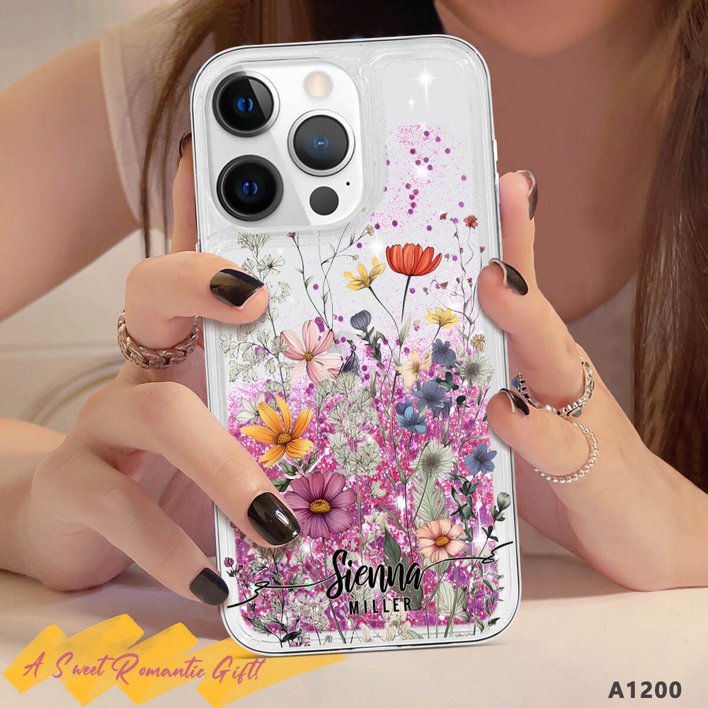 Glitter Clear Custom Phone Case for iPhone 12 13 14 15 16 Pro Max