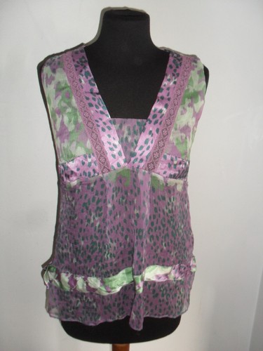 PRESTIGIOSA BLUSA LIU JO IN PURA SETA CON STRASS Tg. 44 PREZZO AFFARE