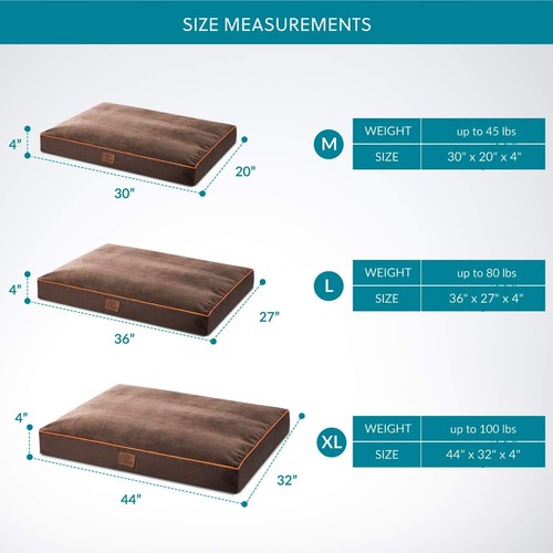 Waterproof Brown Dog Bed for Medium Dogs - 30x20x4 Inches with Washable Cover - Picture 10 of 11