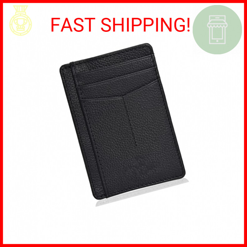 Slim RFID-Blocking Leather Wallet for Men & Women – Minimalist Front Pocket Card Holder