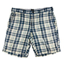 J. Crew Chino Shorts Blue Green Plaid Mens 34W 9L Regular Fit Casual Golf Preppy
