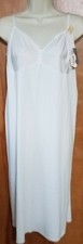 Vintage Vanity Fair Night Gown White W/ Lace Trim Silky Bridal Slippery Size L