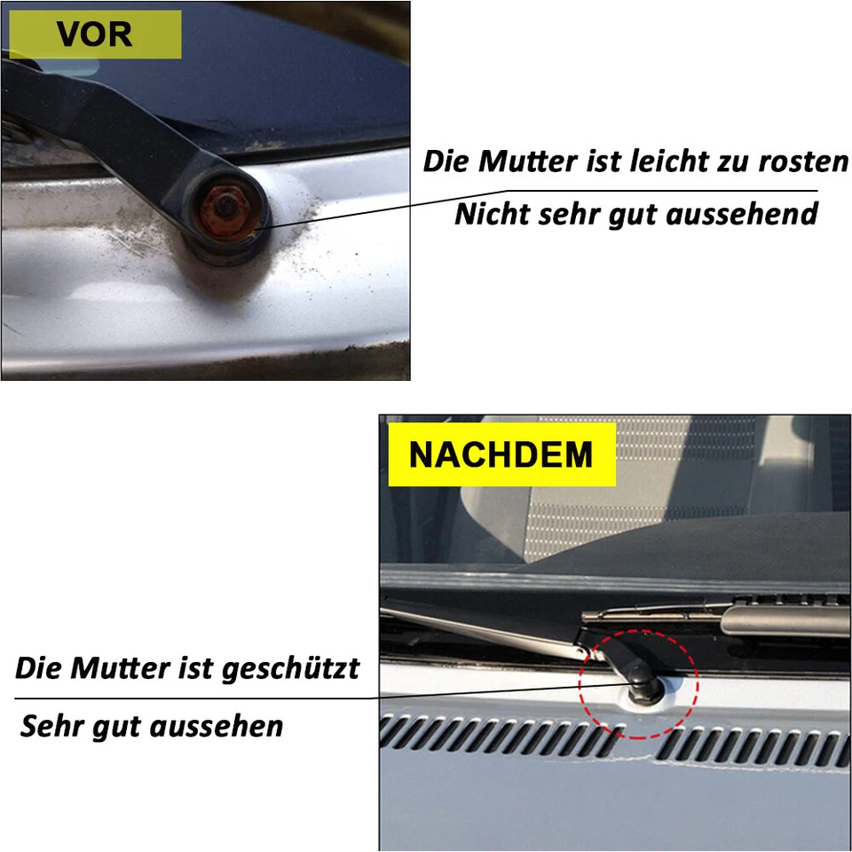 2x Cover Cap Wiper Arms Cover For Skoda Fabia Octavia Superb B5 B6 Yeti ☺ - Image 2 of 4