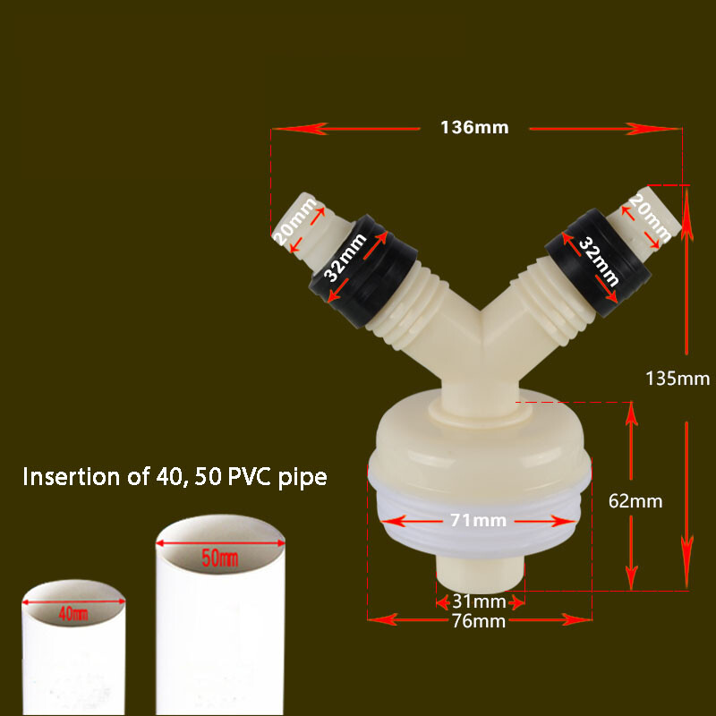 Washing Machine Dishwasher Drain Hose Y Piece Join Connector Splitter Y