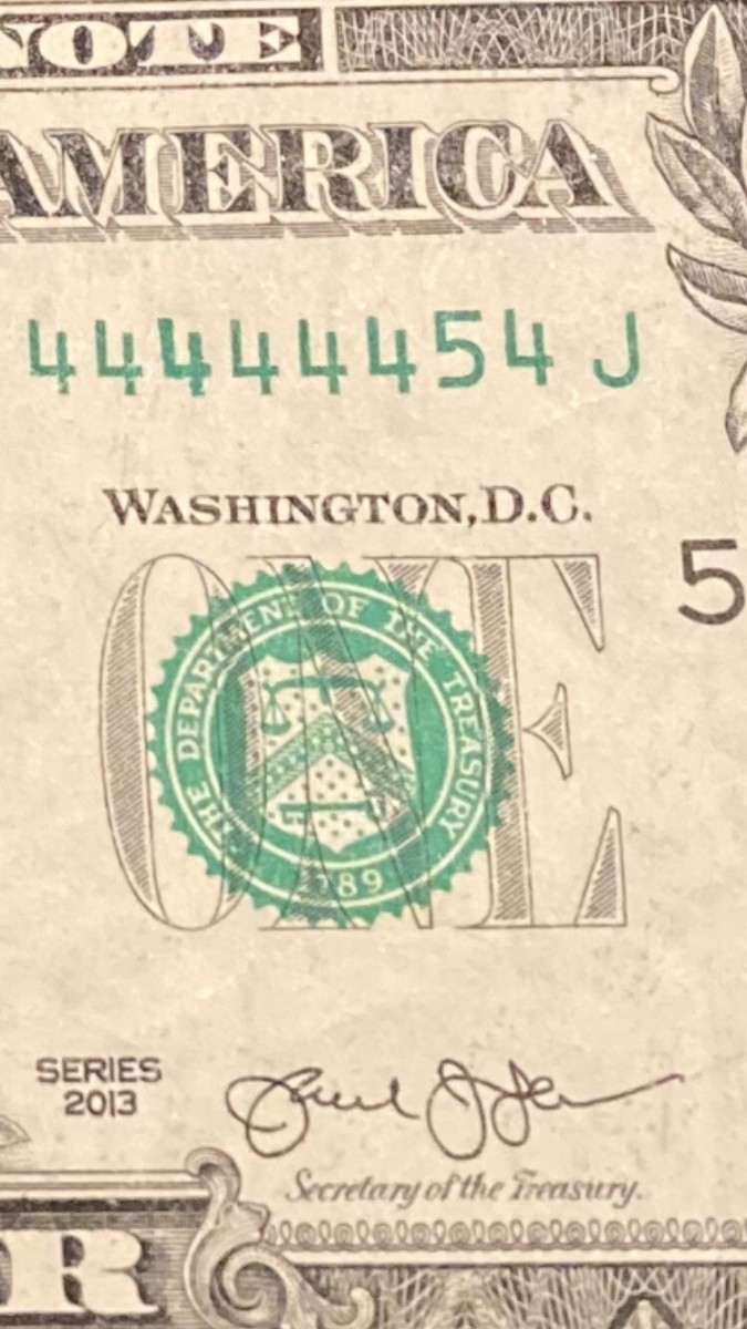 jiiou様 Fancy near-solid serial number 1 dollar bill contains 7-of-a-kind