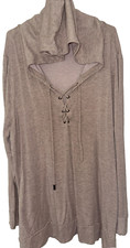 Tart Collections Intimates Misty Rose Criss Cross Tie front Cozy Hoodie Sz 1x