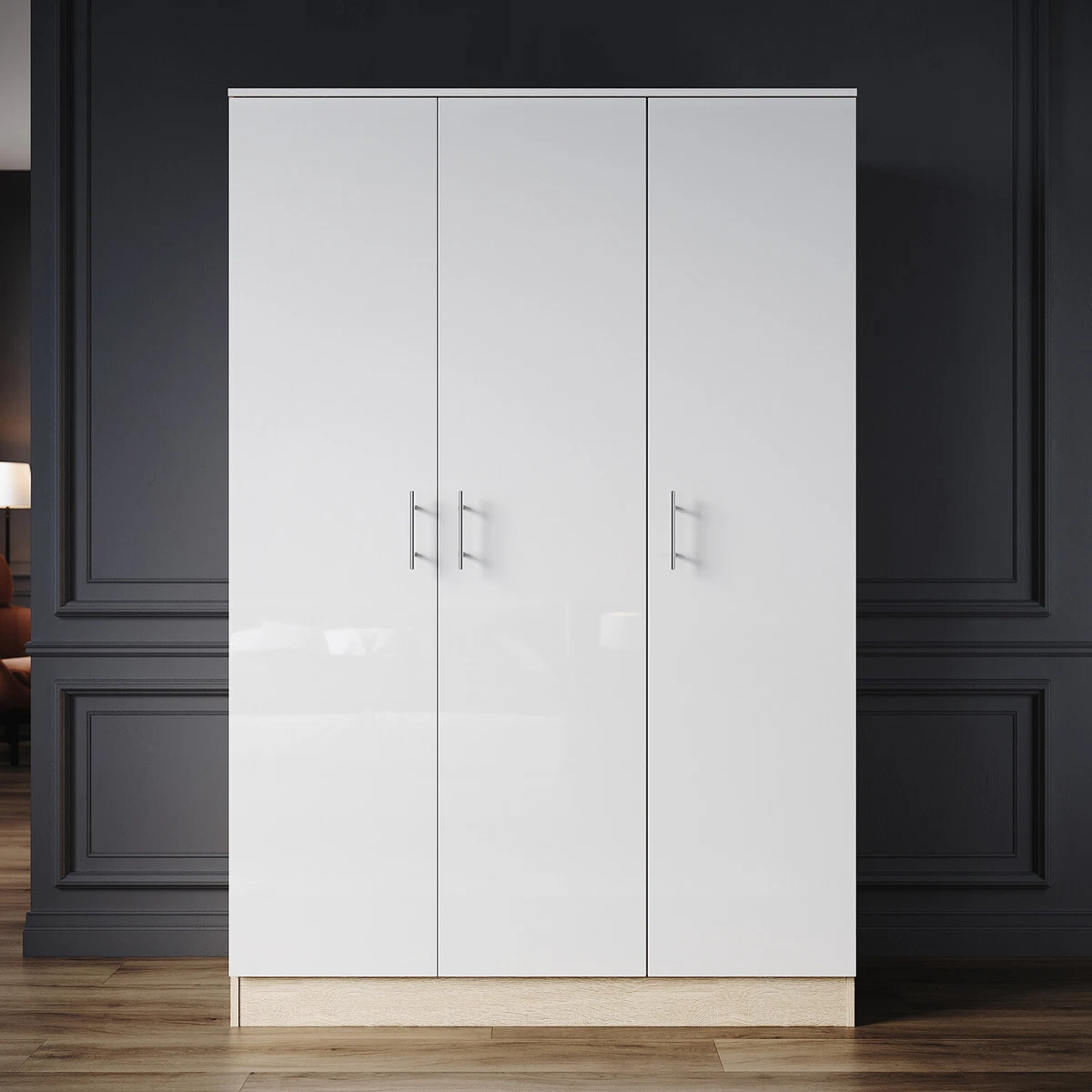 White gloss triple wardrobe outlet