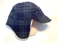 Baby Gap Green  Blue Plaid Sherpa Lined Trapper Hat - Size 0-6 Months