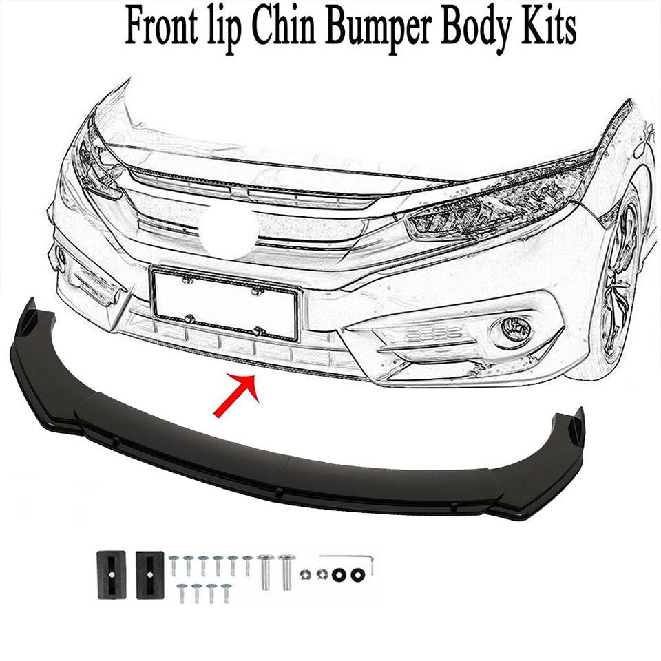 Kit de carrocería brillante alerón divisor de labios parachoques delantero + varilla de puntal para Ford F150 F-150 Foto 2 de 4