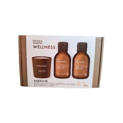Bade- & Duschgel Hand- & Bodylotion und Kerze mit Ingwerwurzelextrakt, Neu 