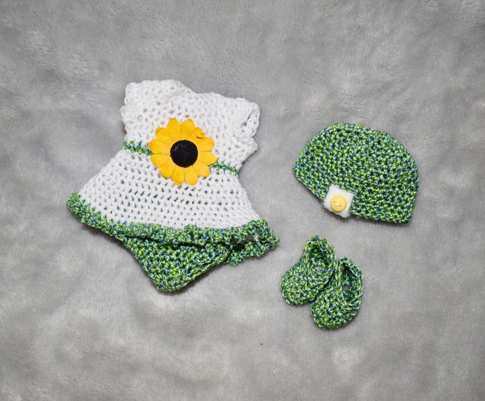 5 " New OOAK Doll Clothes for Polymer Clay Silicone Baby Sunflower