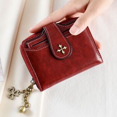 Women Mini Wallet Compact Bifold Leather Purse Credit Card Holder