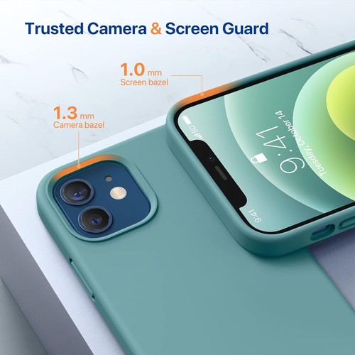 iPhone 12/iPhone 12 Pro Case Miracase Silicone Shockproof Midnight Green - Picture 5 of 11