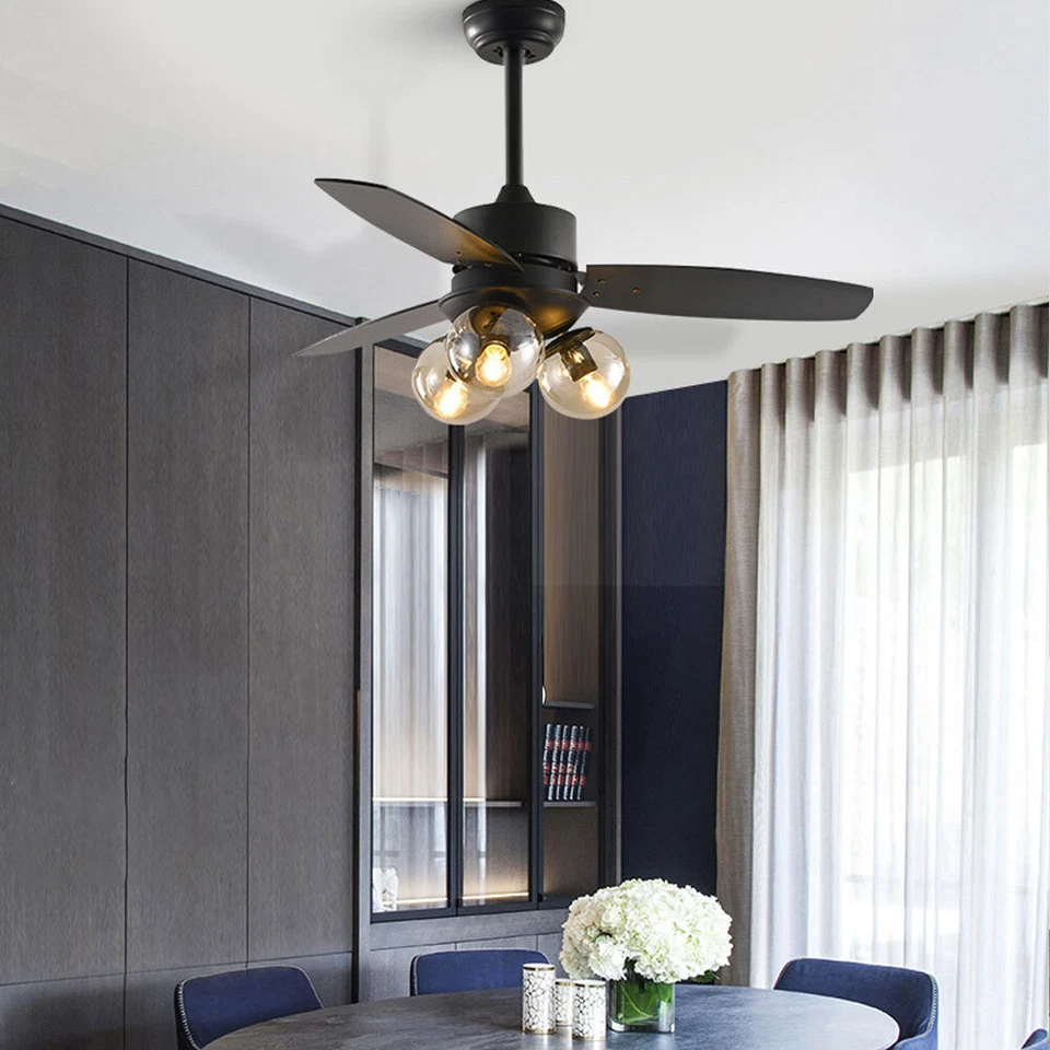 42" Vintage Ceiling Fan Light Industrial Farmhouse Chandelier 3-Light Lighting - Image 4 of 4