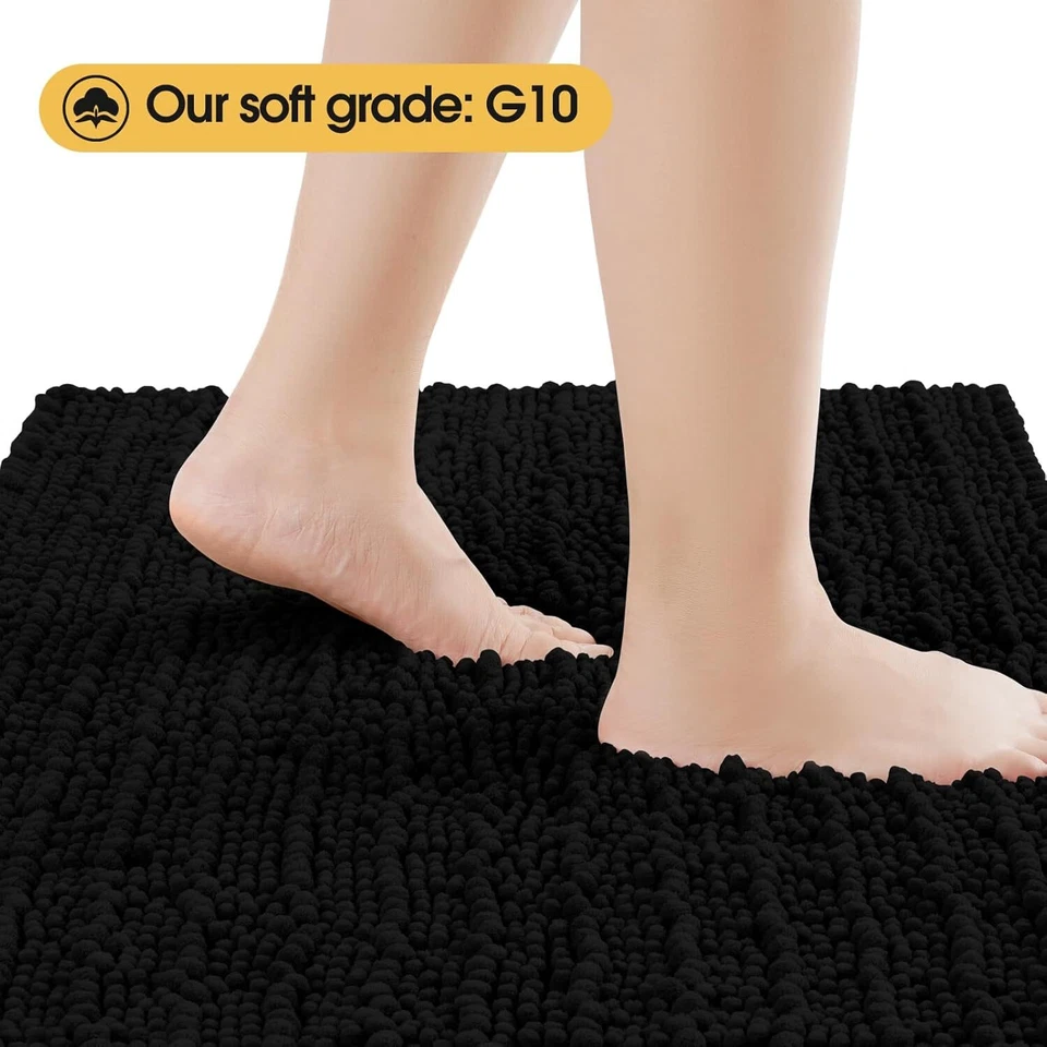 Soft Chenille Bathroom Rug Bath Mat Non-Slip Absorbent Washable Toilet Floor Mat - Image 3 of 4