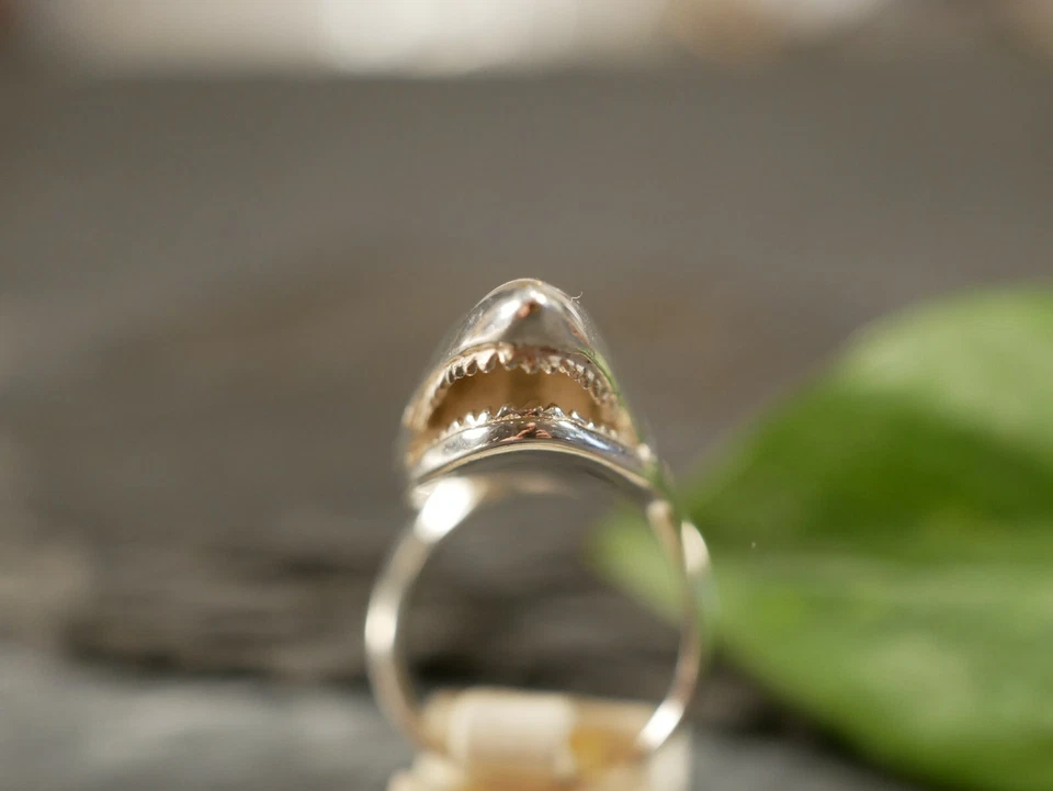 Toller 925 Ring Hai Meer Fisch Kopf Schwer Zähne Giftring Geheimfach Aufklappbar - Bild 3 von 4