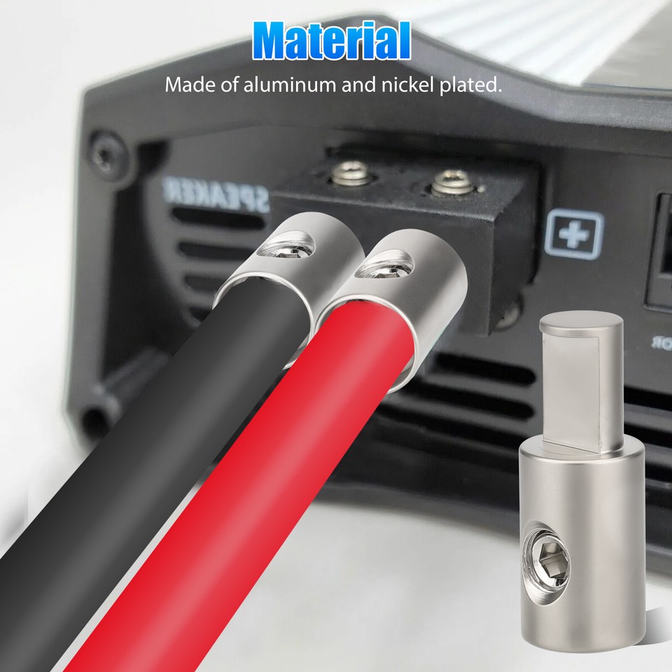 Pair Car Audio Power and Ground 1/0 to 1/0 Gauge Amp Input Reducers